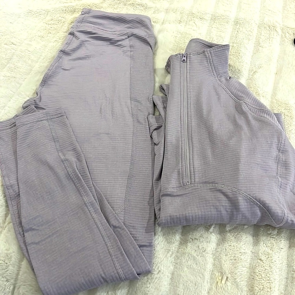 Lands end thermal gear pant and shirt lilac - size small 6-8